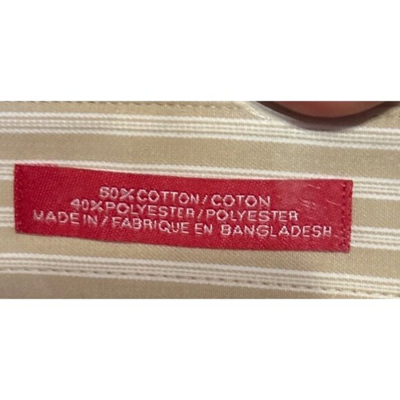 Arrow Dress Shirt Wrinkle-Free Mens 16 Large Tan Striped Long Sleeve Pocket - Picture 4 of 8